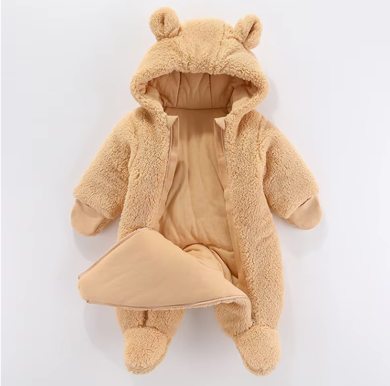 Winter Jacket for Newborns – Warm Hooded Baby Romper